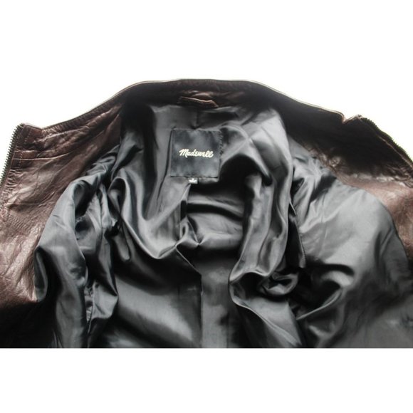 Madewell Leather Aviator Bomber Jacket Dark Coffee Size Small - Picture 9 of 10